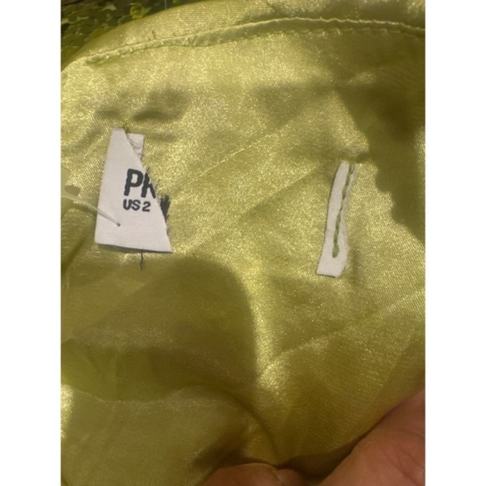 Princess Polly Fluorescent Party Sequin Halter Mini Dress Green Backless US 2 - Picture 8 of 8